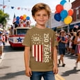 thumbnail image 4 of Curuila Kids 250 Anniversary Usa Shirt For Girls Boys Crew Neck Short Sleeve With Independence Day Prints Fashion Comfort Tee Khaki Size 6-7 Years, 4 of 5