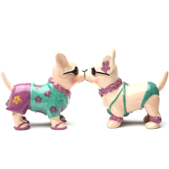 Pacific Giftware Chihuahua Beach Style Magnetic Salt and Pepper Shakers, 3 1/2'' tall
