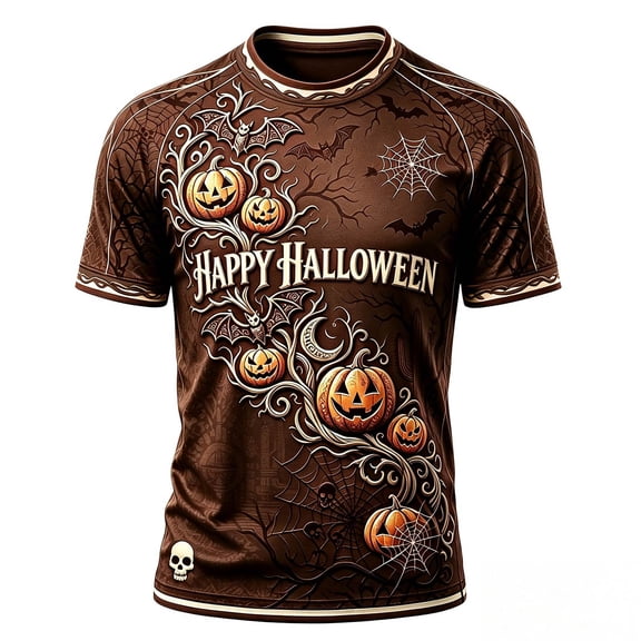 Garbnen Halloween T Shirts for Men Pumpkin Graphic Short Sleeve Crew Neck Sweatshirts for Men Fall Vintage Relaxed Fit Comfortable Men Shirts