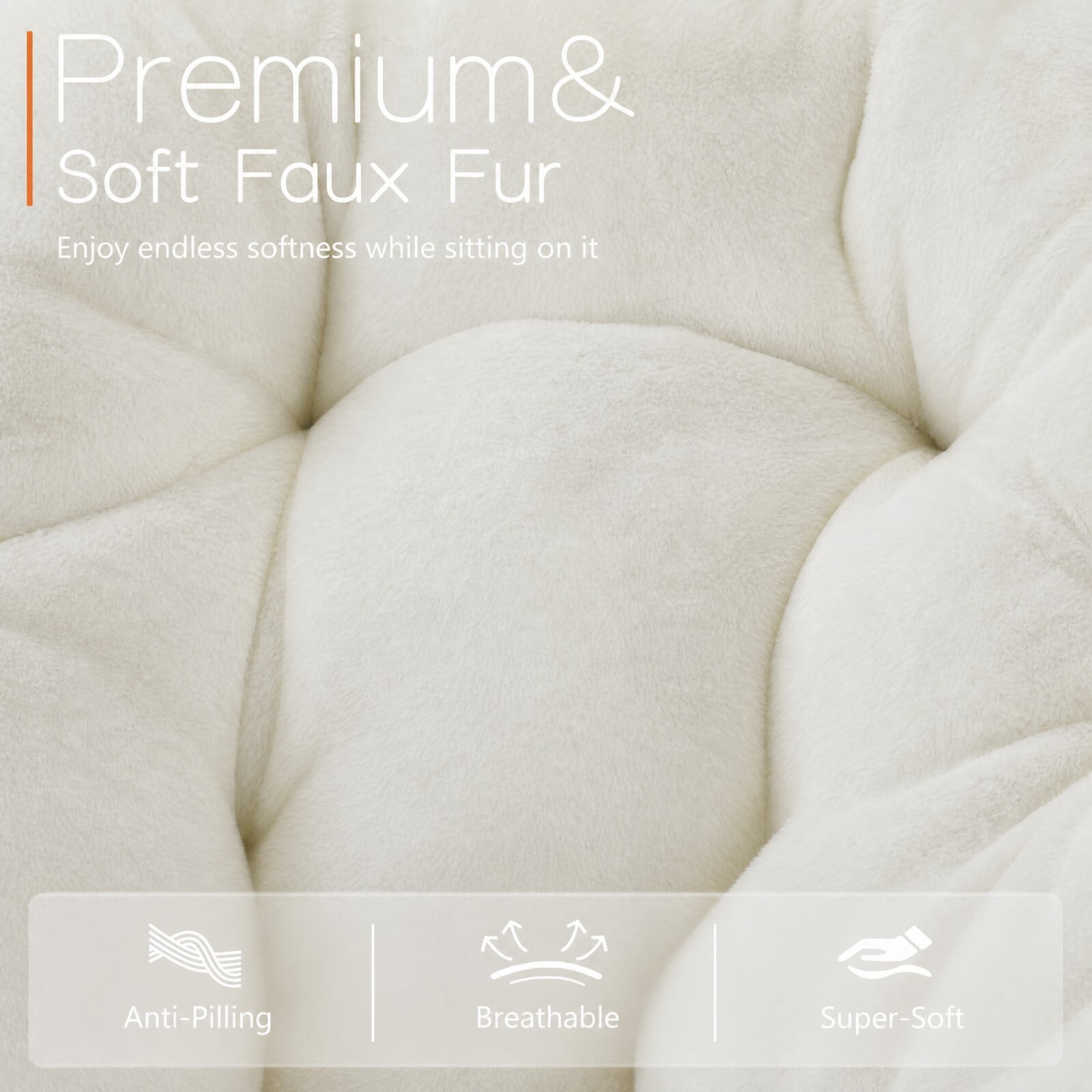Kelno Faux Fur Folding Lounge Chair 450lb Capacity Foldable Comfy Chair Soft Plush Reading Chair, White