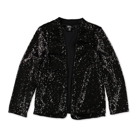 Kensie Womens Sequins Bolero Jacket, Black, X-Small