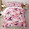 thumbnail image 2 of Manfei Cute Ghost Print Twin Quilt Set for Girls, Pink Halloween Witch Hat Twin Coverlet Set, 2-Piece, 2 of 7