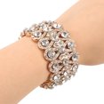 thumbnail image 5 of Pulsera elástica con perlas y diamantes de imitación de flores, joyería nupcial para boda (oro rosa), 5 of 5