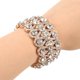 thumbnail image 5 of Pulsera elástica con perlas y diamantes de imitación de flores, joyería nupcial para boda (oro rosa), 5 of 5