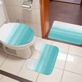 thumbnail image 4 of Aqua White Ombre Bath Mat 3 Piece Bathroom Rug Set, Chic Modern Funny Abstract Striped Art Non Slip Bath Rug Contour Mat and Toilet Lid Cover, Absorbent Shower Mats Soft Bath Rugs and Mats Sets, 4 of 8