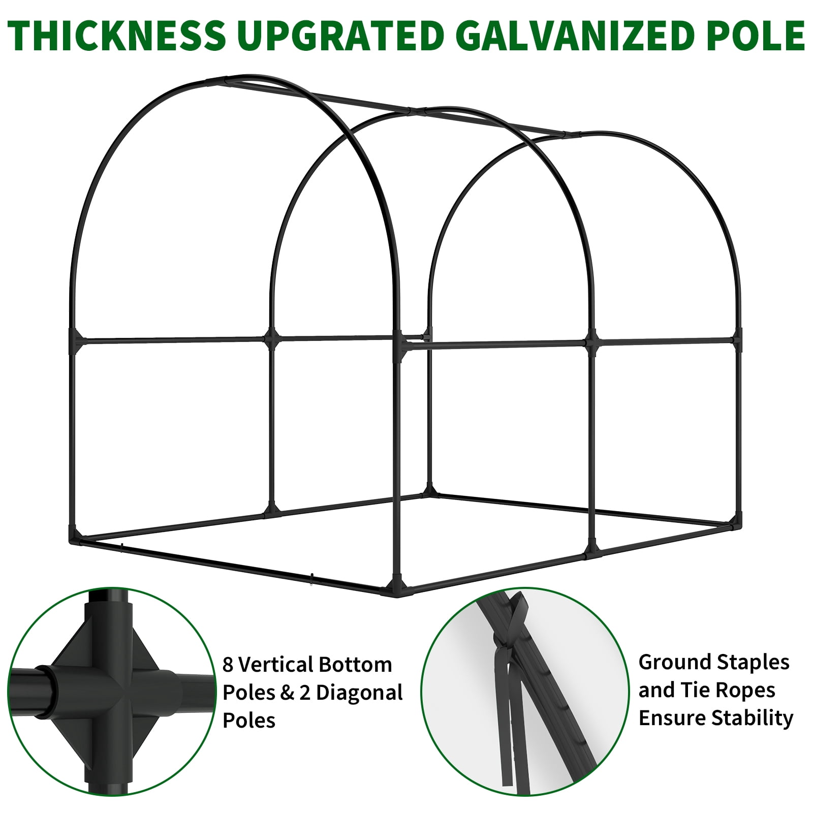 Gaderth Walk-in Greenhouse, 8.2x6.6x6.6 ft Premium Greenhouse, Upgraded Portable Plant House, Heavy Duty Frame Large Garden Plant Hot Outside Hoop House
