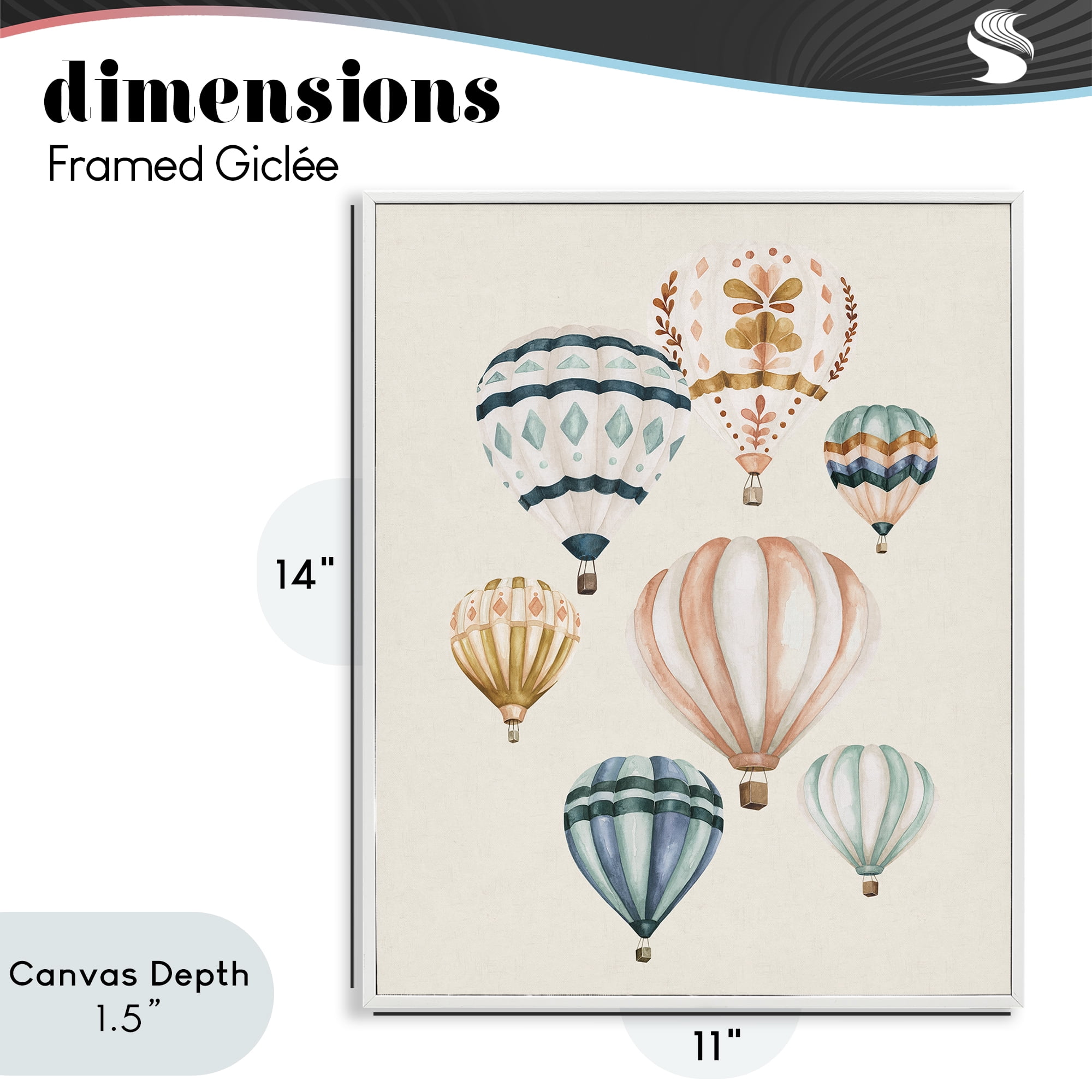 Stupell Industries Wanderlust Hot Air Balloons White Framed Giclee Art, design by Bethany Sandoval