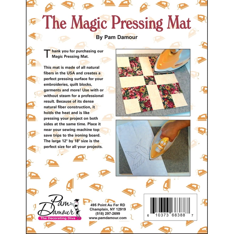 Pam Damour Magic Pressing Mat – 12x18" Wool Ironing Mat For Sewing & Clothing, Dual-Side Heat Retention