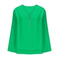 thumbnail image 4 of TKLPEHG Womens Tops Long Sleeve Zipper V Neck Plus Size Chiffon Shirt Fashion Lightweight Loose Classic Solid Color Casual Blouse (Green,XXXXL), 4 of 6