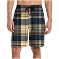 thumbnail image 3 of BXJX Mens Plaid Shorts With Pockets- Elastic Waist Fashion Casual Drawstring Summer Shorts Khaki Size L, 3 of 7