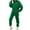 Green S, variant on 2 Pcs/Set Women Coat Pants Set Loose Zipper Elastic Waist Hooded Solid Color Warm Fleece Elastic Cuff Thick Autumn Tracksuit for Daily Wear