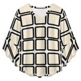 thumbnail image 4 of Black Squares Cream Background Pattern Women's V-Neck Blouse With 3/4 Ruffled Bell Sleeves Casual Top Ladies Blouses, 4 of 7