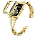 thumbnail image 6 of Dwitch Bling Band + Full Case Compatible with Apple Watch Series 3/2/1 38mm for Women Girls,Glitter Diamond Metal Adjustable Bracelet Band & Cover for iWatch Series 3/2/1 38mm,Gold Strap+Case, 6 of 7
