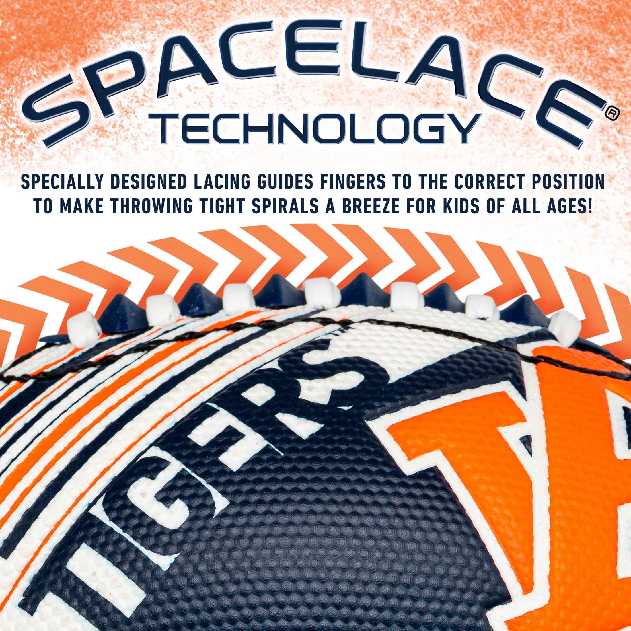 NCAA Auburn Tigers Football - Youth Mini Football - 8.5" Football- SPACELACE Easy Grip Texture- Perfect for Kids !