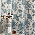 thumbnail image 4 of JINCHAN Linen Floral Printed Curtains Grommet Top Scroll Medallion Design Drapes Retro Window Curtain 2 Panels for Living Room Blue on Beige W50 x L63, 4 of 7