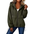 thumbnail image 3 of Ihhxva Jacket for Women Hooded Windbreaker with Drawstring Zip-Up Outerwear, Lightweight Rain Coat Pockets Outdoor Activities S-2XL, 3 of 9