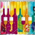 thumbnail image 1 of Bright Cheerful Christmas Shower Curtain with Festive Bottles & Snowman, 1 of 5