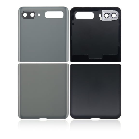 Replacement Back Cover Glass With Camera Lens Compatible For Samsung Galaxy Z Flip 5G (F707) (Aftermarket Plus) (Mystic Gray)