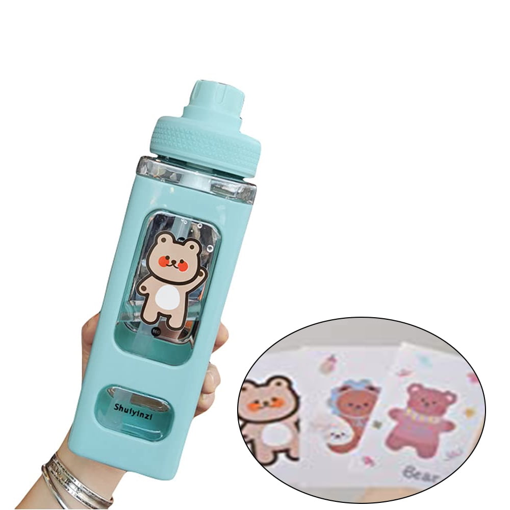 TALENT Kawaii Water Bottle With Sticker,700Ml Cartoon Plastic Water
