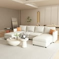 thumbnail image 3 of HQZX Modern Large Sofa with Storage and Footstool, 6 Seater Combination Lounge Chair, Antique White, 3 of 13