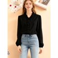 thumbnail image 4 of Women Dressy Casual Blouse Business Long Sleeve Tops Ruffle V Neck Work Shirt Fall Outfit Black XXL, 4 of 9