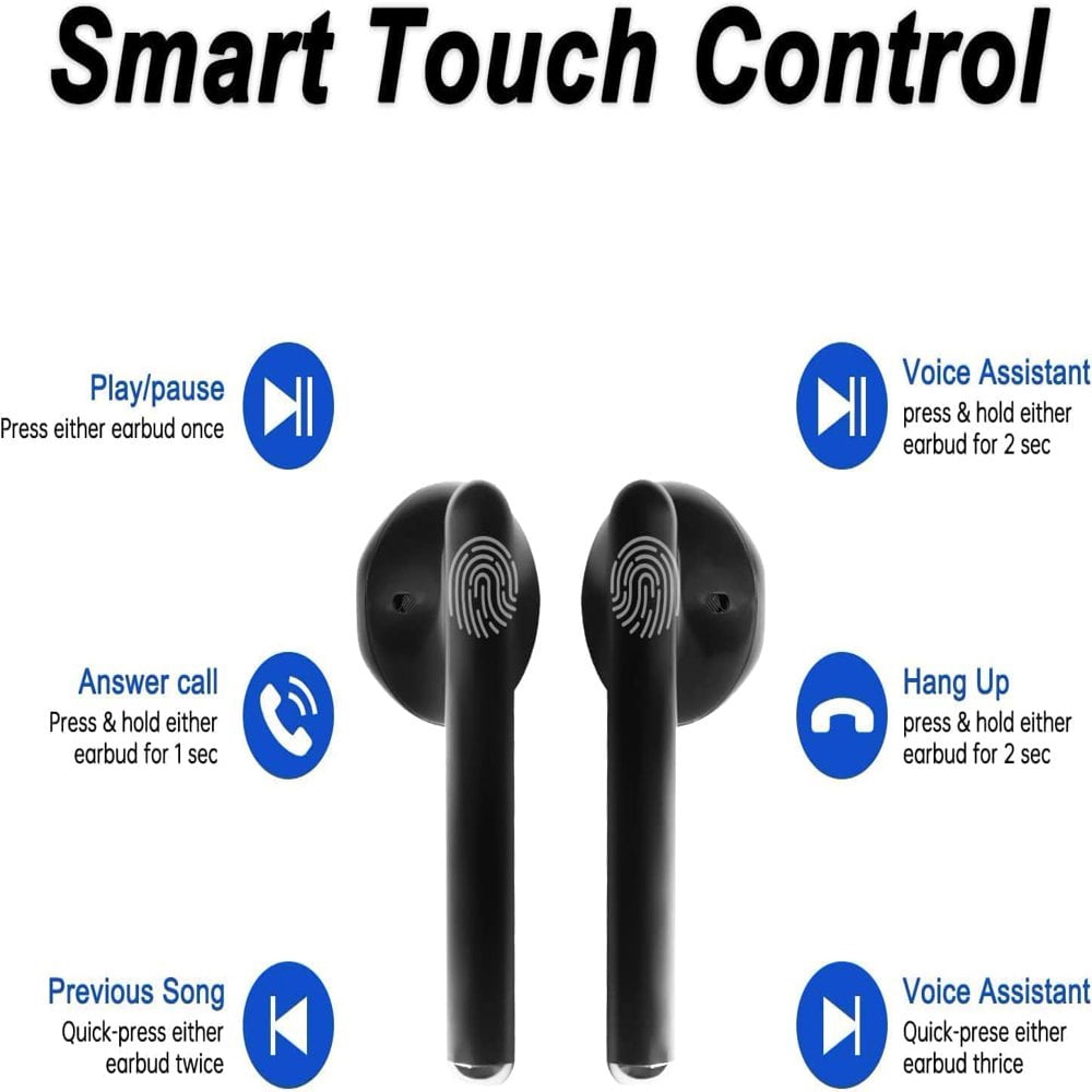 SDOTXA Wireless Earbuds Bluetooth 5.3 Headphones Noise Cancelling Air Buds Pods 3D Stereo Ear pods in-Ear Ear Bud Built-in Mic IPX7 Waterproof Headsets for iPhone/Samsung/Android BlackEa