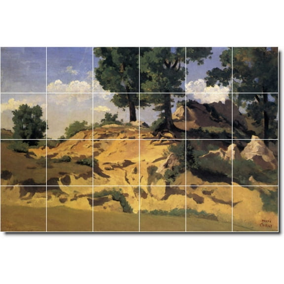 Ceramic Tile Mural-Jean Corot Country Painting 198. 25.5" w x 17" h using (24) 4.25 x 4.25 ceramic tiles