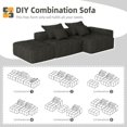 thumbnail image 3 of BISHE Modern Oversized Modular Sectional Sofa with Ottoman, Chaise Lounge, Armrest, 4 Pillows, Sparkling Chenille Fabric, 4 PCS DIY Tufted Sofa, No Assembly Required, Black, 3 of 9