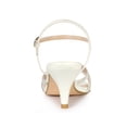 thumbnail image 2 of BLISSFUL STEP Women's Shoes Rhinestone Ankle Strap Kitten Heel Open Toe PU Buckle Sandals  White 6, 2 of 7