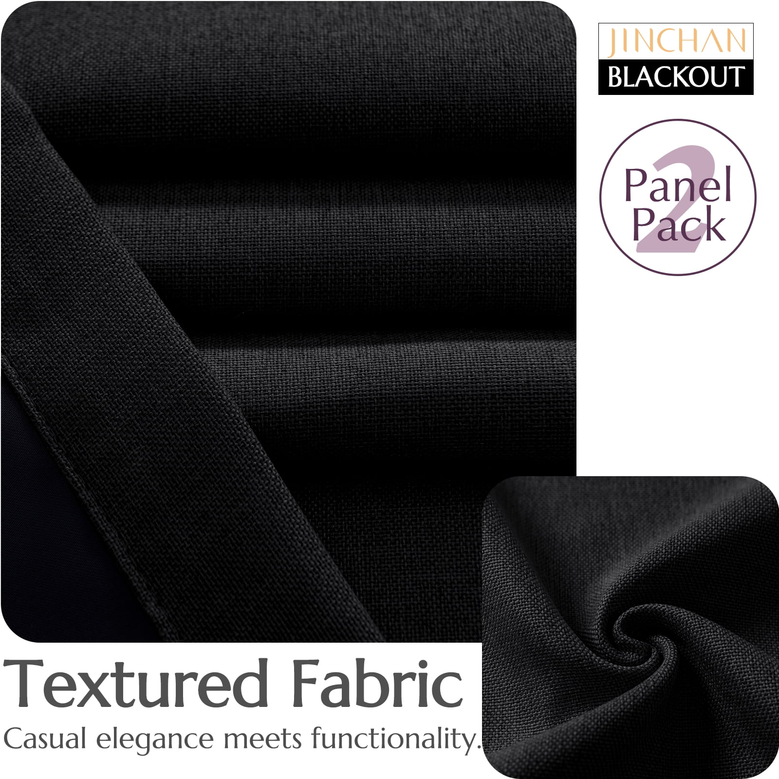 CURTAINKING Room Darkening Curtains 95 inch Black Bedroom Living Room Window Curtain Set Thermal Insulated Drapes Grommet Top 2 Panels