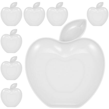 ADDHAT Dumpling Dessert Plate PP White 8Pcs 8.65X6.88X0.98in For Home Use