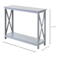 thumbnail image 2 of Grey Wooden Entryway Tabletop Furniture with Display Shelf Stand and X Bar, 2 of 11
