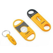 Cgaplus V-Cut Cigar Cutter Cigar Punch Double Blade Cigar Guillotine 3Pack Yellow