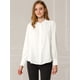 thumbnail image 3 of Blusa de las camisas de manga larga abotonadas del cuello del soporte de la oficina del trabajo de las mujeres blanco L, 3 of 6