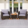 thumbnail image 2 of Patiojoy 3 Piece Patio Wicker Sofa Set, Outdoor Rattan Furniture Set W/ Acacia Wood Tabletop & Legs Gray, 2 of 9