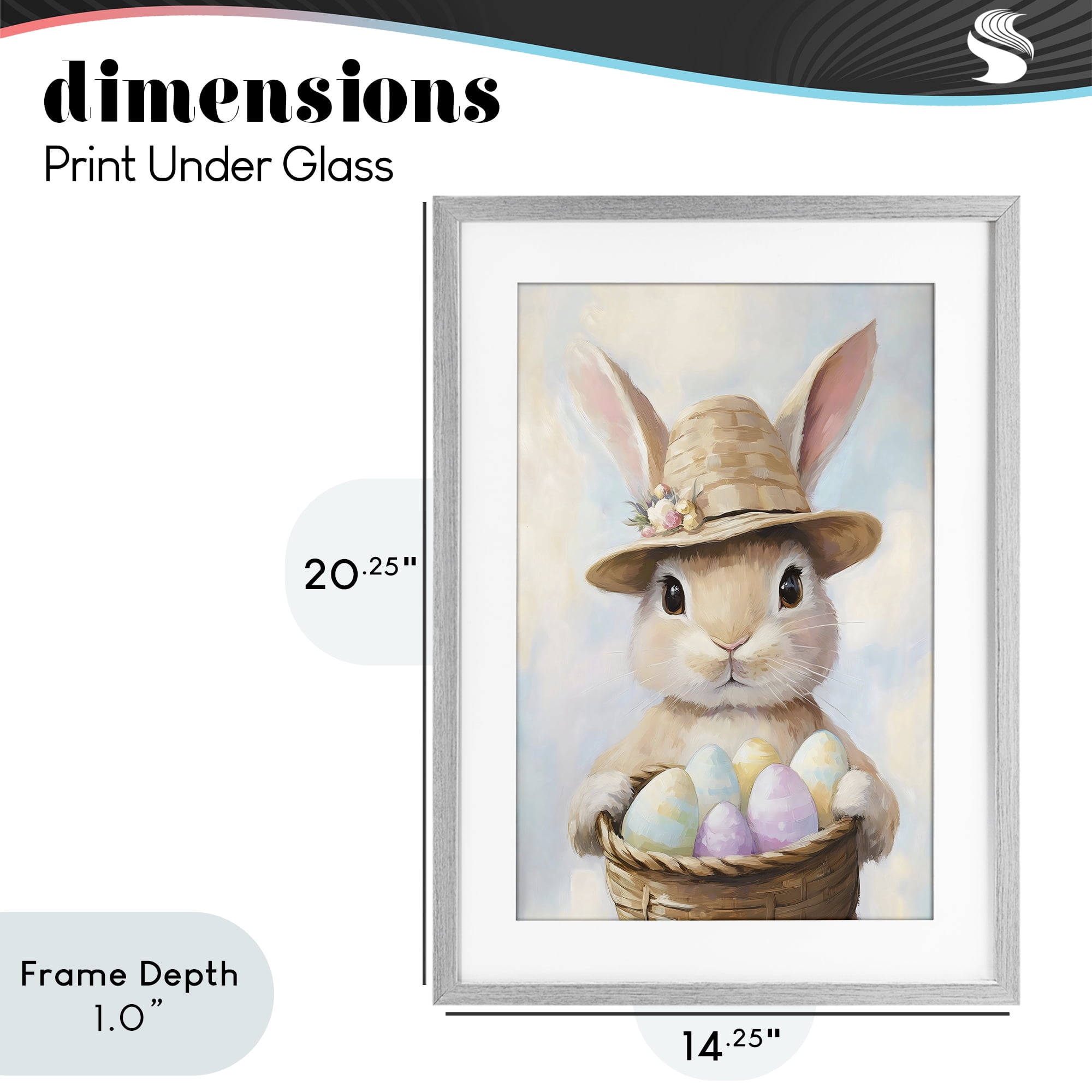Stupell Industries Bunny with Easter Egg Basket Gray Framed Print Under Glass, design by The Prints Vibe