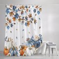 thumbnail image 3 of Shower Curtains for Bathroom, Navy Blue Pumpkin Fall Waterproof Fabric Shower Curtain, Thanksgiving Maple Leaves Branches Decorative Bathroom Curtain for Bathtub, 36"x72", No Hooks Included, 3 of 9