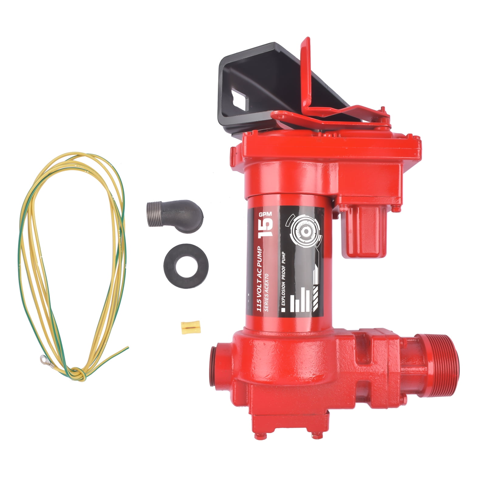 Mustrod Heavy Duty Fuel Transfer Pump 115V 15GPM for Gas Gasoline Kerosene Diesel Truck Tractor Red