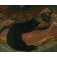 thumbnail image 3 of Théophile Alexandre Steinlen 14x12 Black Modern Framed Museum Art Print Titled - Two Cats Lying on a Sofa (1896), 3 of 5