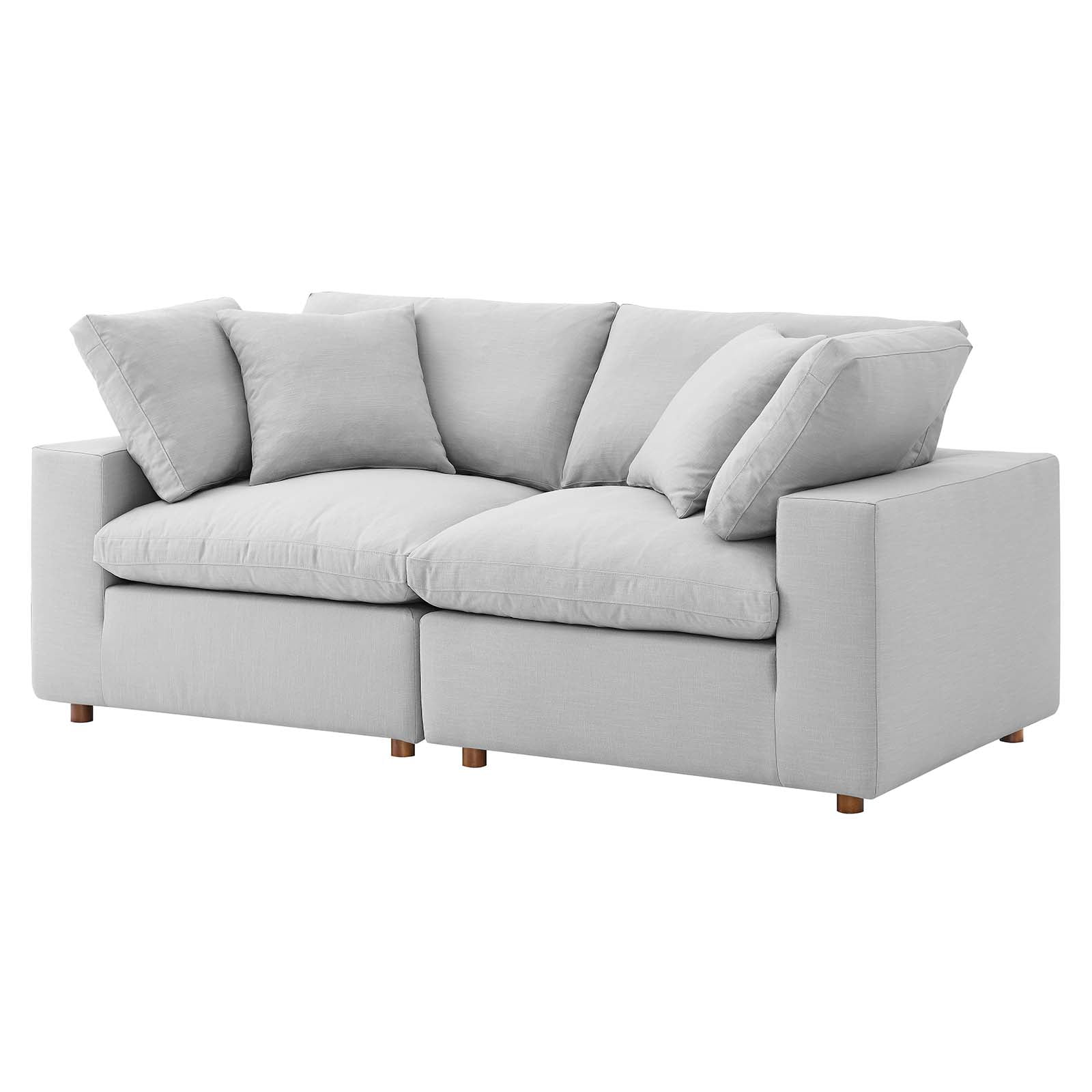 Modular Deep Sofa, Grey Gray, Fabric, Modern Contemporary, Living