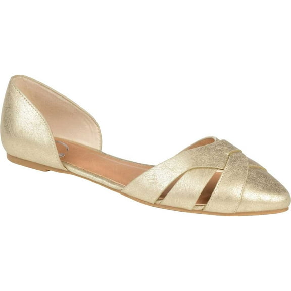 Women's Journee Collection Brandee Flat Gold Faux Leather 12 M