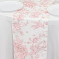 thumbnail image 2 of Balsa Circle 12" x 108" White with Pink Floral French Toile Polyester Table Top Runner Wedding Party Decor, 2 of 8