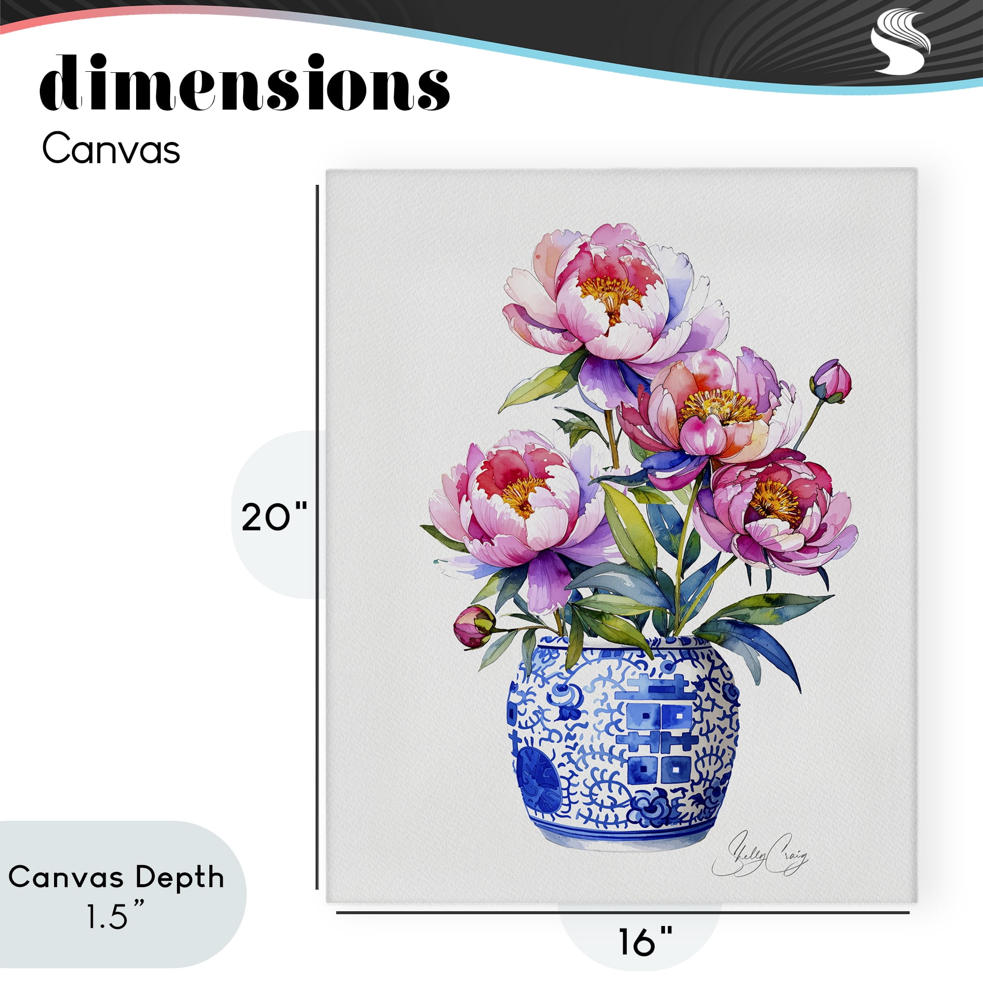 Stupell Industries Blue Dynasty Blooms Canvas Wall Art, design by Shelly Craig