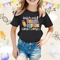 thumbnail image 2 of SOFTCCLO Girls Tshirts Short Sleeve Crewneck Graphic Tees School Season Fun Cartoon Print Stylish Casual Cute Kids T Shirts Size 10-11Y, 2 of 5