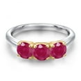 thumbnail image 3 of Gem Stone King 10K Two Tone Gold Red Ruby Engagement Ring for Women | 1.65 Cttw | Round 5MM | Gemstone July Birthstone | Size 5, 3 of 6