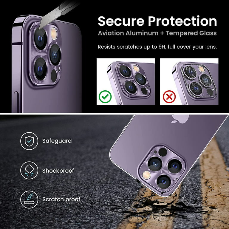Camera Lens Protector for iPhone 14 Pro / iPhone 14 Pro Max, Alloy Metal  Camera Cover with Tempered Glass Screen Protector Accessories,Case