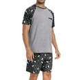 thumbnail image 2 of MINTREUS Men's Pajamas Colors Contrast Short Sleeve Round Neck 2-piece Set Men's Loose Shorts Casual Set Raglan Pajamas, 2 of 6