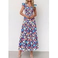 thumbnail image 2 of PRETTYGARDEN Women's Boho Floral Maxi Dress Summer Smocked V Neck Ruffle Sleeve Spring Flowy Beach Vacation Sundresses, 2 of 6