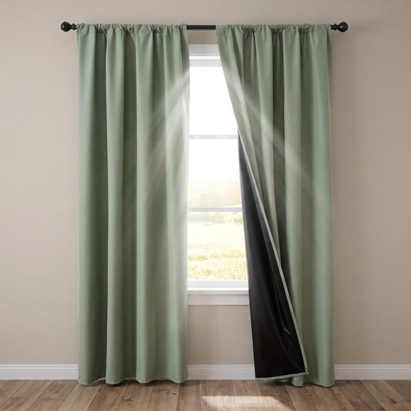 Sage Green 2 Panels Set Blackout Curtains for Bedroom, 53" x 86.6" Soft Fabric Room Darkening Drapes for Living Room