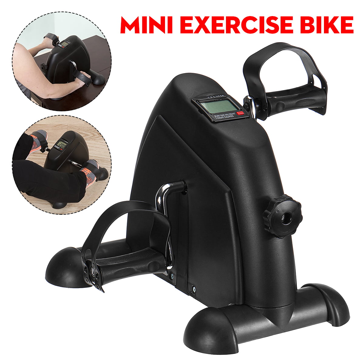 YOUSIS Pedal Exerciser Portable Mini Exercise Bike Home Leg Arm Exercise Equipment with LCD Display Adjustable Resistance for Fitness Cardio Training